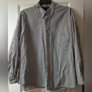 Vintage Woods & Woods Striped Button-Down Shirt – Y2K Preppy Oversized